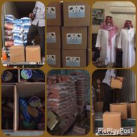 جانب من التحضيرات الأولية لتوزيع المواد الغذائية .