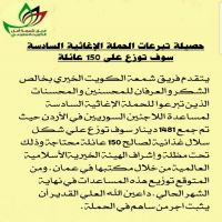 حصيلة الحمله الاغاثيه السادسه لفريق شمعة الكويتي التطوعي